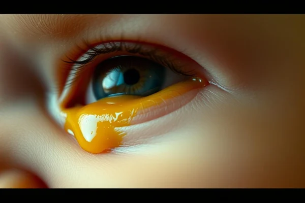 Baby Auge tränt und gelber Schleim